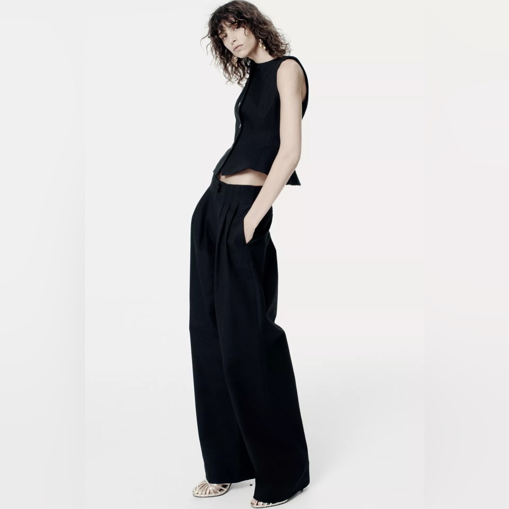 Zara Black ZW COLLECTION PLEATED PANTS